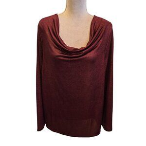 Chico's Shimmery Cowl Neck Tee, Size 3 (US XL), Red, NWT